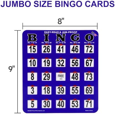 GSE Jumbo Easy-Read Shutter Slide Bingo Cards Bulk, 25-Pack Reusable Cards