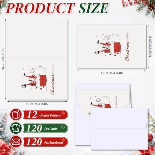 AmazingSpark 120 Pack Christmas Cards with Envelope Bulk White Xmas