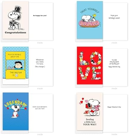 American Greetings 33-Count All-Occasion Peanuts Card Pack, Assorted Classic Peanuts Characters