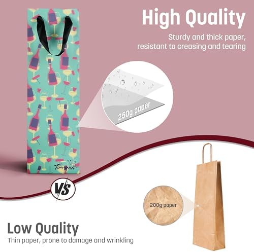 Tirrinia Wine Bottle Gift Bags 12-Pack in 4 Designs