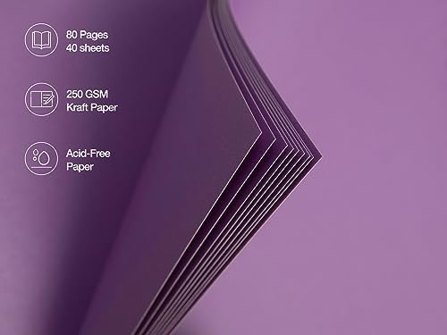 potricher 8 x 8 Inch DIY Scrapbook Album 80 Pages with Kraft Paper, Purple
