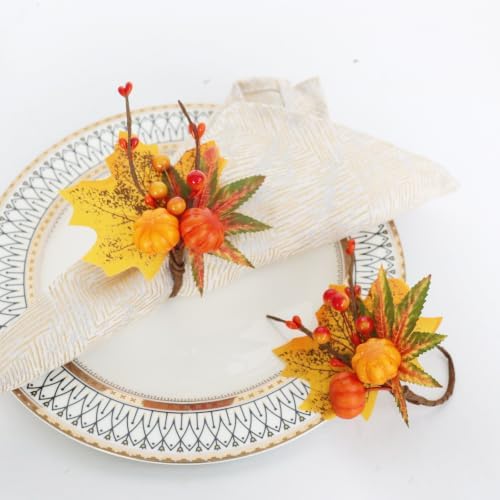 6 Pack Thanksgiving Fall Napkin Rings,Fall Table Setting Decoration