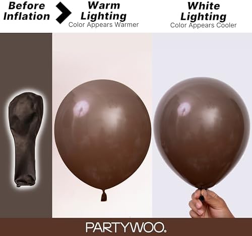 PartyWoo Dark Brown Balloons 140pcs Boho Coffee Neutral Different Sizes