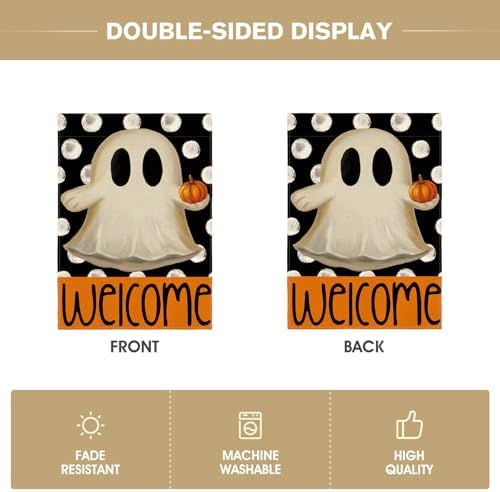 AVOIN colorlife Halloween Ghost Garden Flag for Outside 12x18 Inch