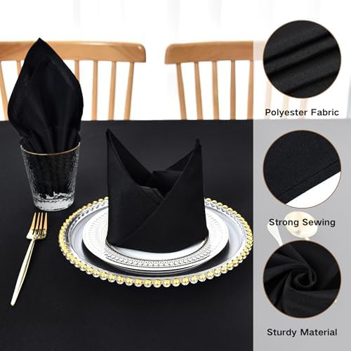 Black Cloth Napkins Set of 24 Washable Dinner Napkins, 18X18 in