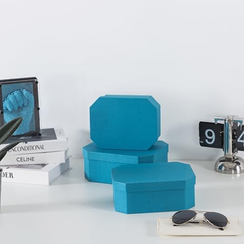 Soul & Lane - Blue Decorative Nesting Storage Boxes with Lids, Set of 3