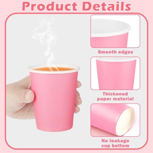 URATOT 60 Pieces 9 Ounce Disposable Paper Cups Gradient Pink Party Cups Drinking Cups for Party, DIY, and Holiday, 4 Colors