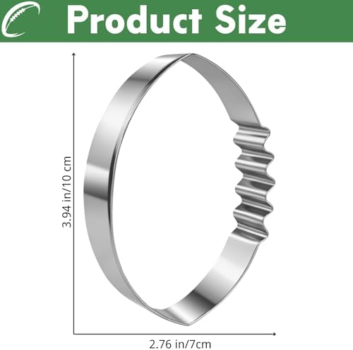 Football Cookie Cutter, Stainless Steel Oval with Lace Detail