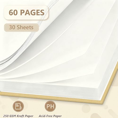 Popotop 8x8 Inch Scrapbook Photo Album, 60 Page Decorative Kraft Paper Book for 4x6 Pictures, DIY Memory Photo Albums as Gifts for Wedding Baby Christmas School Family