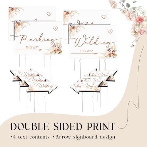 Wenqik 10 Pcs Fall Boho Wedding This Way Directional Parking Signs,Elegant