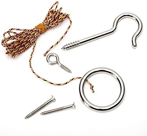 Hook and Ring Swing DIY Kit Heavy-Duty Hardware and String Ring Toss Game Indoor – Outdoor（Set-up Instruction Included）
