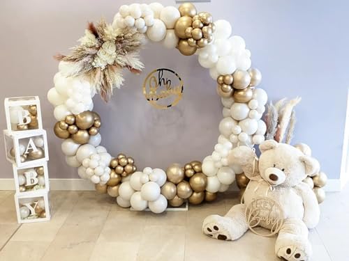 White and Gold Balloons Arch Kit, 124pcs White Gold Balloons