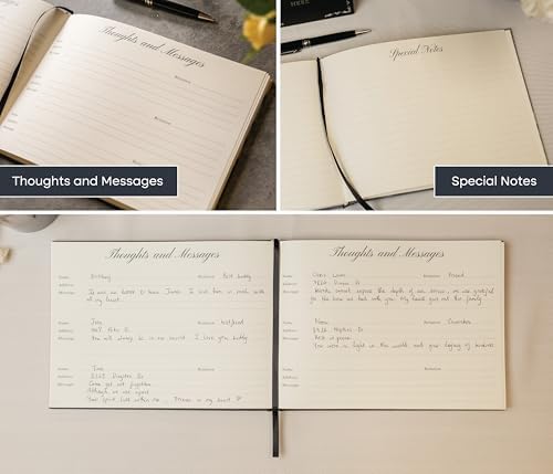Ocean Hardcover Funeral Guest Book - 9.5 x 7 Celebration of Life Guestbook for Memorial Service with 5x7 Paper Sign, Pen, Black Photo Corner Stickers