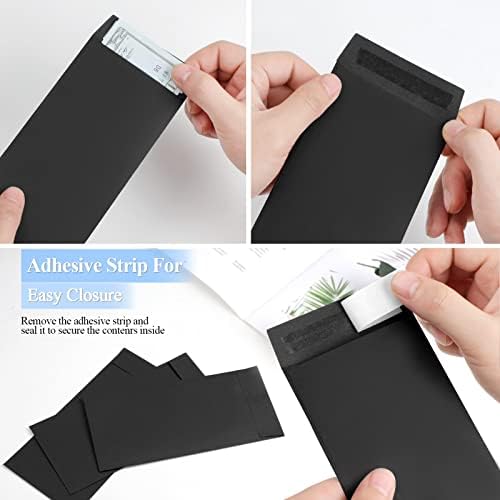 BONUS++ Envelope Set - 120 Envelopes for Cash, Checks, & Tickets; 80GSM, 3.2x6.6 inch Black Envelopes - Perfect for Cash Challenge Savers (Pack of 2)