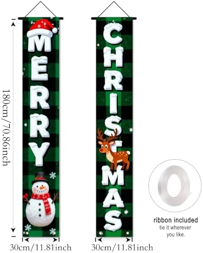 Nuxovilar Merry Christmas Porch Banners Set 12x71 Inches Polyester