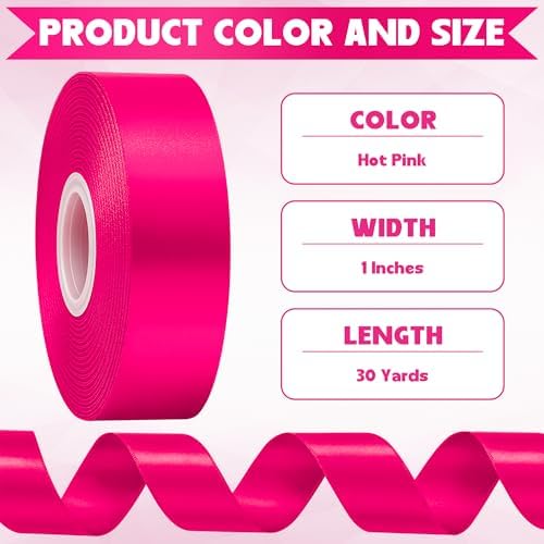 1In 30Yards Rose Red Fabric Ribbon for Flower Bouquet Valentine's Wedding