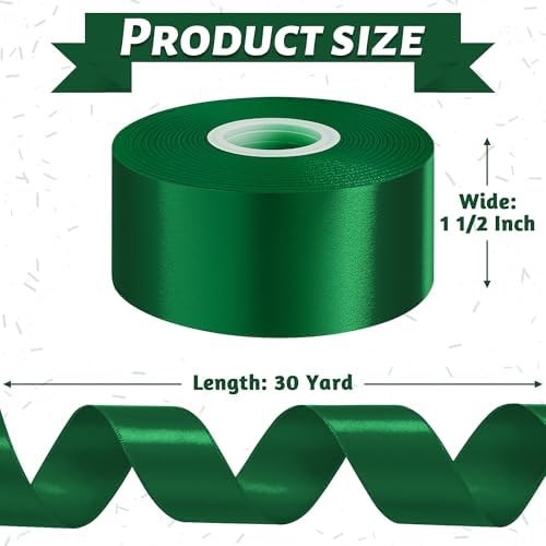 30 Yards 1 1/2 in Forest Green Ribbon for Gift Wrapping Christmas Decor