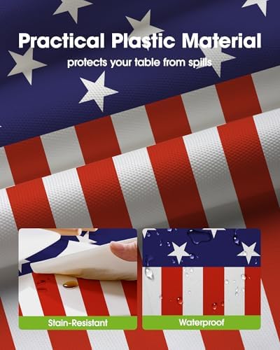 Pureegg 4th July Plastic Table Cloth Disposable 8 Pack 54 x 108 Inch
