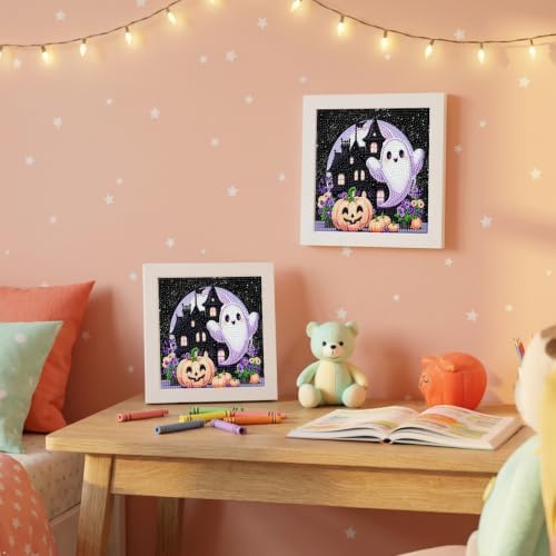 Halloween Diamond Art Kit for Kids with Frame,DIY Crafts for Girls Boy