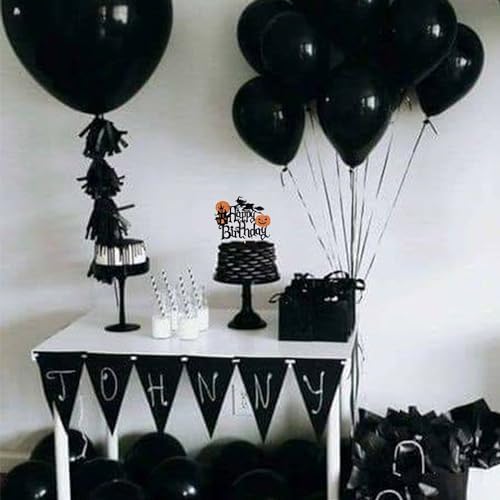 1 Pack Halloween Happy Birthday Cake Topper Glitter Witch Leg Haunted House Pumpkin Cake Pick for Halloween Themed Cupcake Decoration Birthday Party Supplies