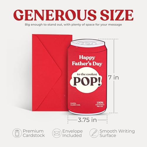 Funny Father’s Day Card for Dad, Grandpa, Pop Step Dad from Daughter Son Kids, Unique Beer Soda Can Shaped Dad Card