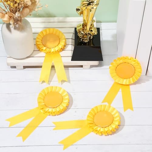 Hanaive 12 Pcs Blank Award Ribbon 9st Place Prize Rosette,Yellow
