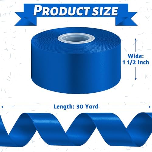 1 1/2 in 30 Yards Royal Blue Ribbon for Gift Wrapping Graduate Wedding