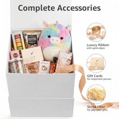 LIFELUM White Gift Box for Wedding with Magnetic Lid, 8.6"x8.6"x8.6"