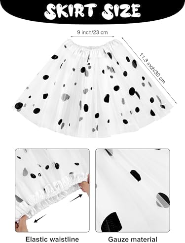 AOTHSO 8 Pieces Halloween Girls Dalmatian Costume Set with Dog Accessories Long Sleeves Tutu Skirt for Kids Cosplay