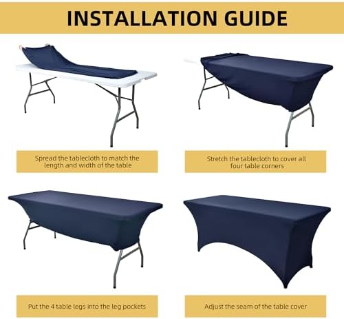 2-Pack 6ft Spandex Table Covers for Rectangle Standard Folding Tables - Wrinkle Resistant Stretch Tablecloths - Ultimate Fitted Table Protector for Parties, Trade Shows, Banquet
