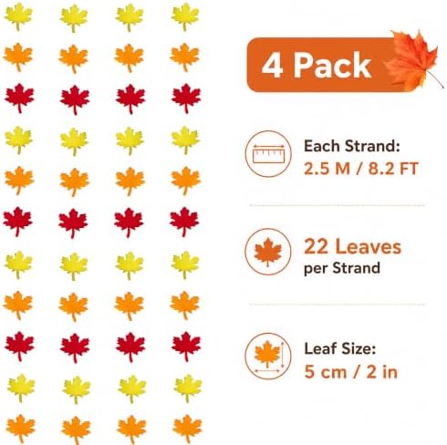 Fall Decor - Maple Leaves Fall Garland for Thanksgiving Decorations