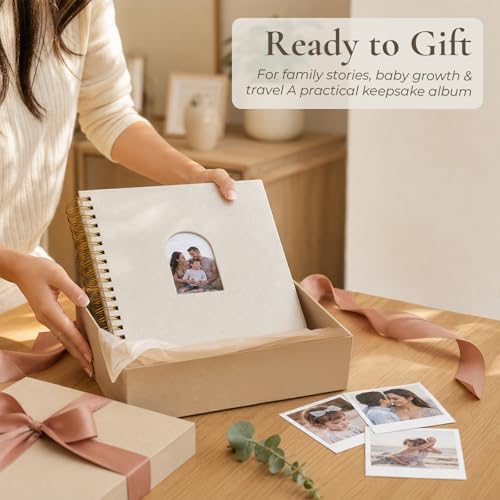 Vienrose Scrapbook Album,80 Pages,10x10 Inch,Beige