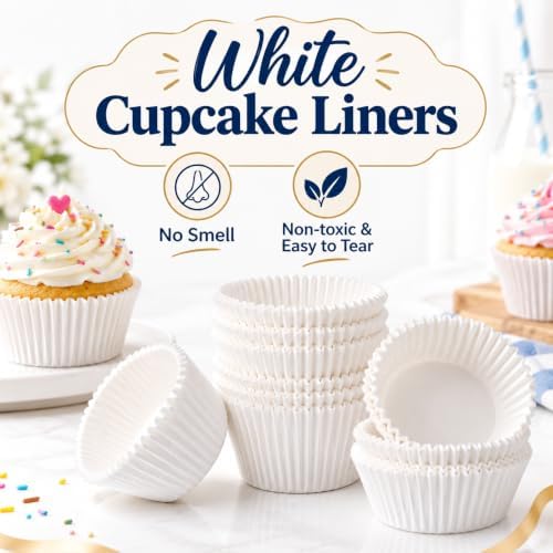 Mini Cupcake Liners,500 pcs White Mini Muffin Liners for Baking