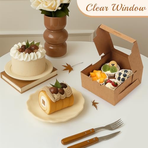 OAMCEG Cupcake Boxes, 6x6x3 Inches Cookie Boxes,50 Pack,Brown