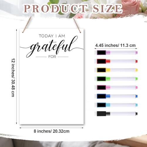 Gersoniel Thanksgiving Dry Erase Board with 8 Marker Acrylic Gratitude Board for Wall Assembled Today I Am Grateful for Dry Erase Decor, Wet Wipes Can Be Wiped