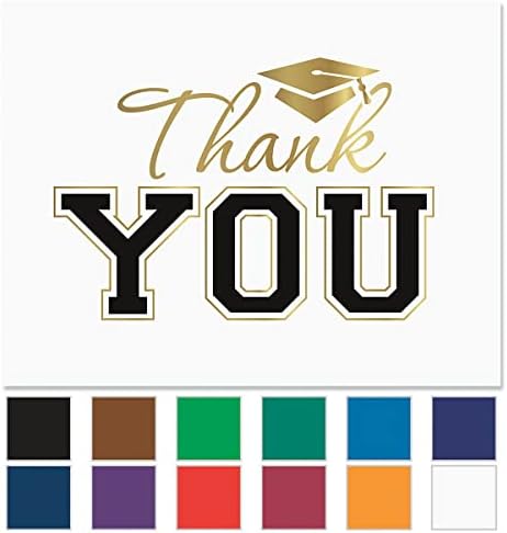 Current School Colors Graduation Thank You Card Bulk Value Pack-Set of 40 Burgundy & Gold Foiled Grad Cards & White Envelopes,Blank Inside for a Personalized Note of Appreciation,4-1/4" x 5-1/2" Size