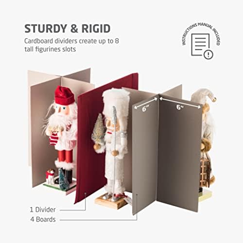ZOBER Nutcracker Storage Containers - Ornament Christmas Figurine Storage Box - Christmas Village Containers Fits Up to 8 15-Inch Figurines & Xmas Decorations Accessories - Red