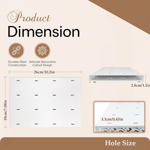 Metal Cakesicle Display Stand with Vine Pattern, 16 Holes, 10.24 x 7.09 x 1.06 Inch, Pre-Assembled Party and Wedding Dessert Holder (White)