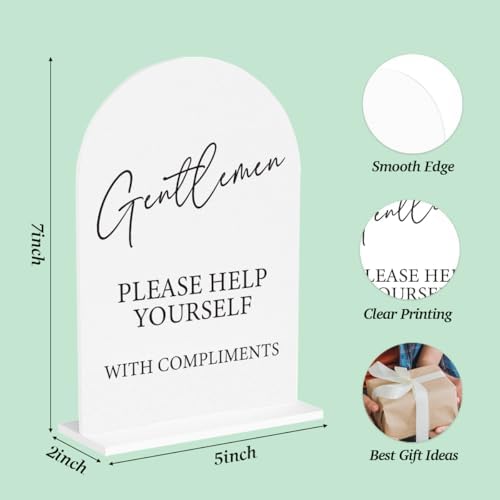 Gentlemen Wedding Bathroom Basket Sign Wedding Engagement Bridal Shower Ceremony Reception Event Party Bathroom Basket Acrylic Decor 5"x7"