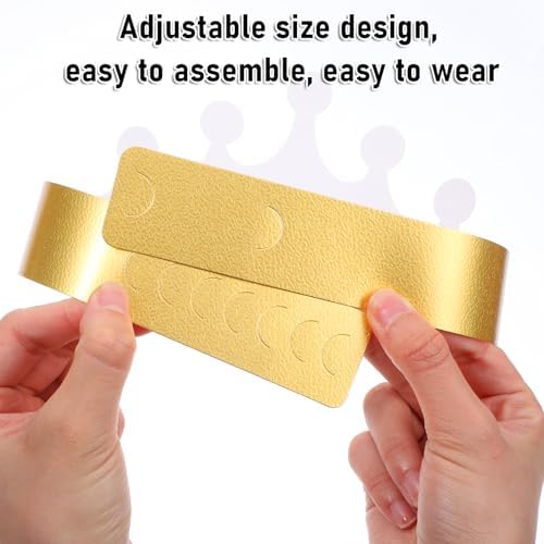 Gold Paper Crowns, 20 Pcs Golden King Crown Paper Crowns for Adults Foldable Party Crown Hat for Birthday Celebration Photo Props Wedding Anniversary (Matte Finish)