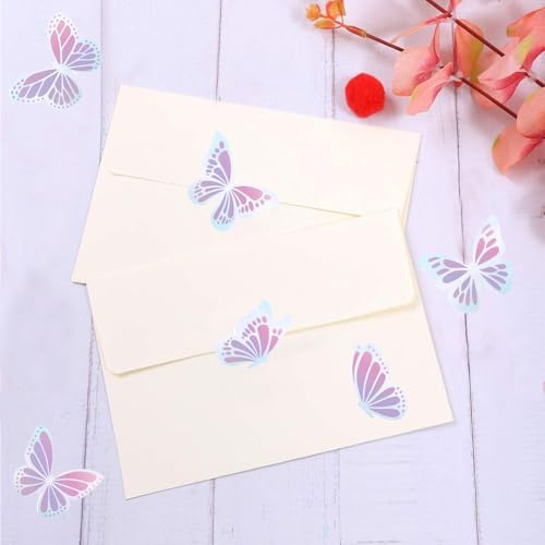 500Pcs Holographic Butterfly Stickers for Kids 1in Laser Waterproof Decals 6 Designs Dazzling Butterfly Self-Adhesive Sticker Rolls for Bottle Scrapbook Journal Envelope Decorations
