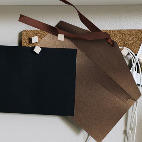10 Pack Kraft Paper Envelopes with Ribbons, Invitation Greeting Envelopes for Festival and Party - Dark Brown
