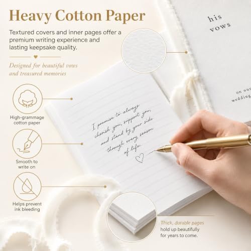 2 Set Wedding Vow Books His and Hers,White A6 Elegant Wedding Vow Books with Ribbons,Stylish Engagement Keepsake & Bridal Shower Essential