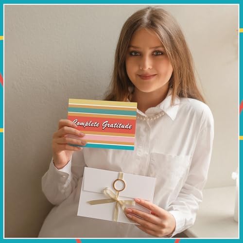 AmazingSpark 120 Pack Thanks You/Happy Birthdays Cards with Envelopes Bulk 12 Designs 4.8 x 6.8'' Assorted Postcards Notes for Business Birthday Back to School Gifts(Macaron,Thank You,120 Kit)