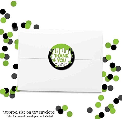 Green Slime Stickers, 40 Pack 2 Inch Slime Party Stickers, Birthday Thank You Labels for Favors, Goodie Bags and Envelopes by Amanda Creation