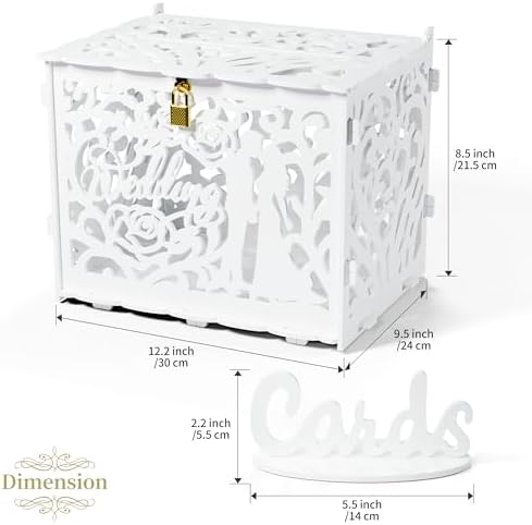Jolik Rustic Wedding Card Box with Sign,Bride and Groom Locking Gift Collection Money Holder for Wedding Reception & Party Decor, Gift Card & Envelope Storage, Anniversary & Birthday Party Decoration