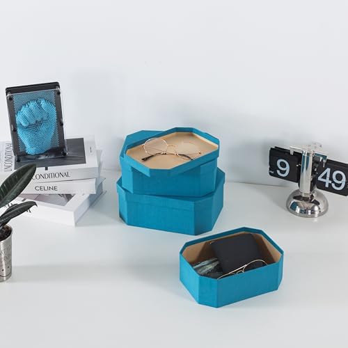 Soul & Lane - Blue Decorative Nesting Storage Boxes with Lids, Set of 3