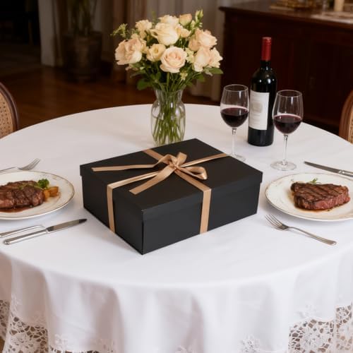 Gift Box, 16.5x13x5.5 inches Large Black Gift Boxes with Lids for Presents