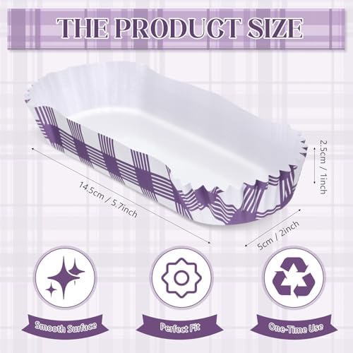 Yinkin 300 Pcs Paper Hot Dog Trays Food Trays 6 Inch,Purple,Checkered