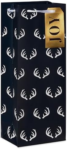 American Greetings Multi Design Wine Gift Bags, Black, Gold and Silver (5 Bags)